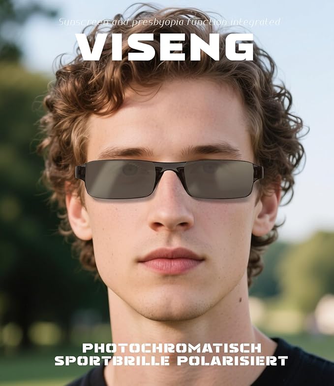 Viseng 3-in-1 Blue Light Reading Glasses & Sunglasses - Ultra-Light Rimless Readers for Men/Women, HD Vision Indoor/Outdoor + UV400 Protection (Frameless Design)+1.0