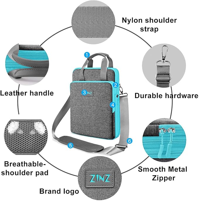 ZINZ Slim & Expandable Case 12.9 13 inch Travel Laptop Shoulder Bag for MacBook Air 13" M3/M2/M1, MacBook Pro 13" M2/M1, iPad Pro 12.9"/13"/11", iPad Air 13",L01G02