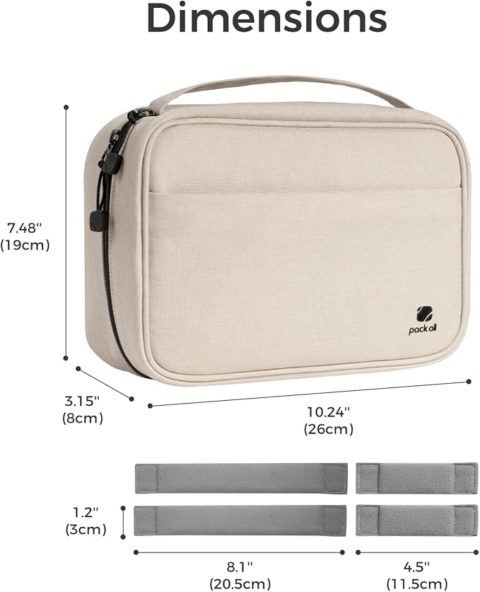 pack all Electronic Organizer Plus, Larger Capcity Cable Organizer Bag, Shockproof Carrying Case, Portable Cord Travel Organizer Storage Bag for Cables, Chargers, Phones, USB, SD Cards(Beige)