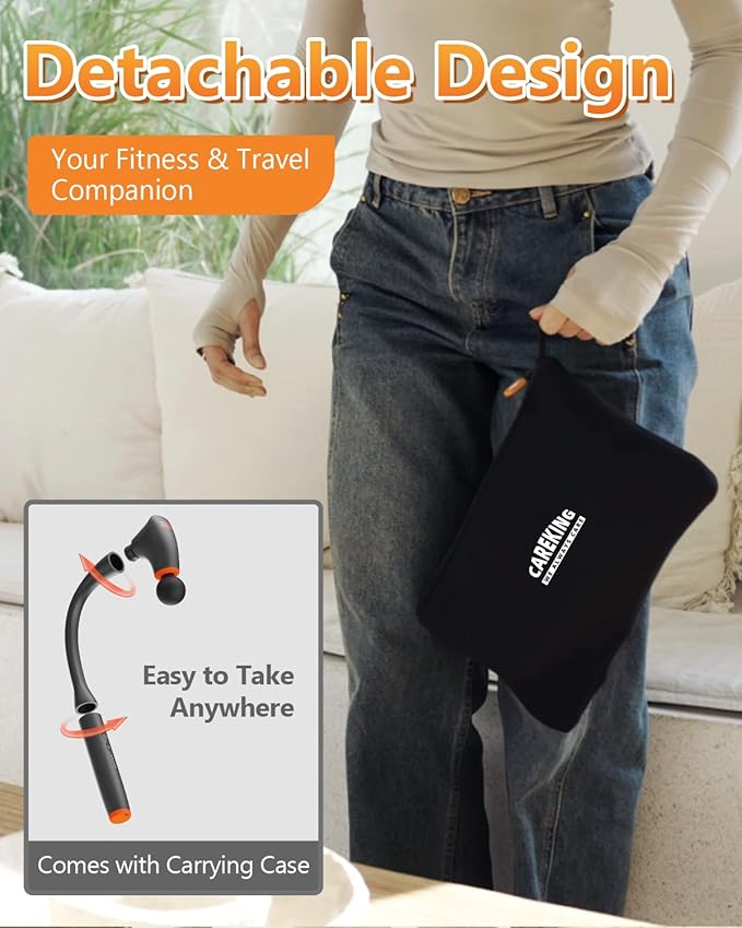 Convertible Massage Gun Deep Tissue for Back/Neck/Muscle Pain Relief - Electric Handheld Percussion Shoulder Massager Tool with Detachable Long Handle Portable Case