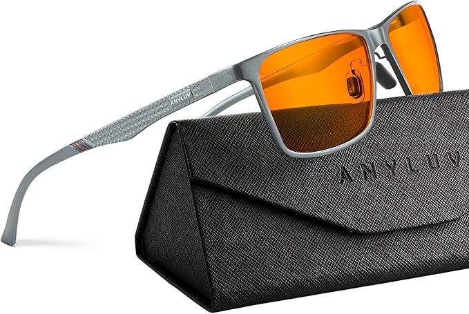 ANYLUV Blue Light Glasses Men, Relieve Eyestrain and Eye Protection, Al-Mg Metal Computer Blue Light Blocking Glasses