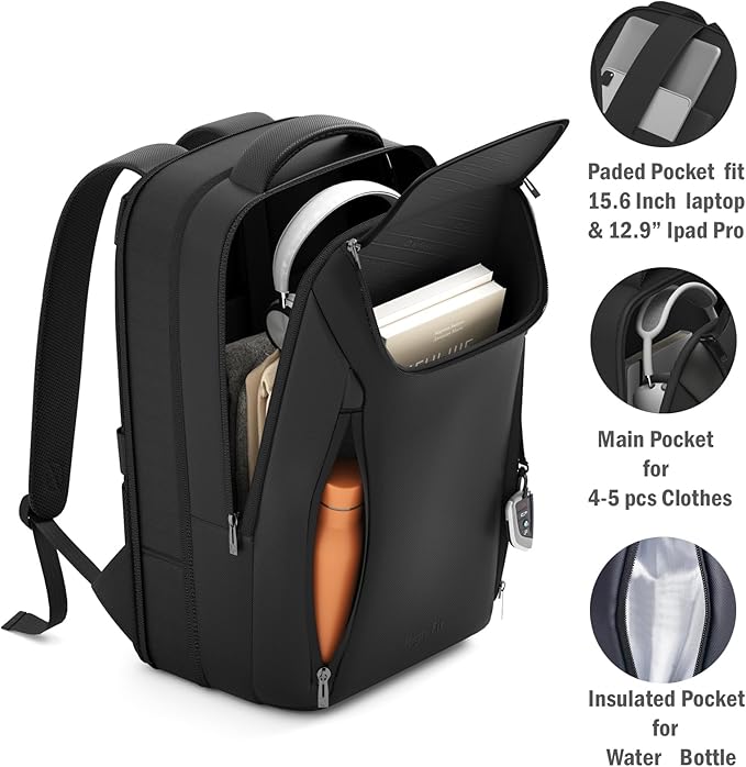 Expandable Travel Backpack, Business Laptop Backpack,Commute Backpack with USB Charging Port fit 15.6 Inch Laptop