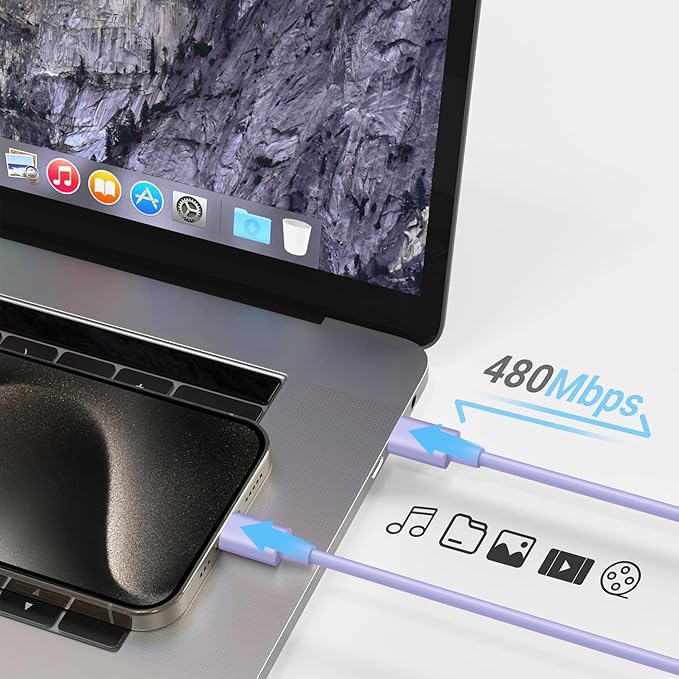 iPhone 17 16 15 Charger Fast Charging 3+3Pack Type C Charger USB C Chargers Block with 6FT Cable for iPhone Air/17/17 Plus/17 Pro/17 Pro Max/16/16 Plus/16 Pro/16 Pro Max/15/15 Pro Max/iPad Pro(Purple)