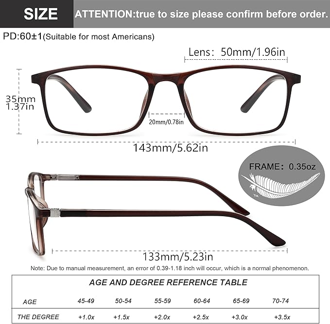 Professional Reading Glasses for Men/Women, Blue Light Blocking Computer Readers with Spring Hinges for Glare and UV Protection