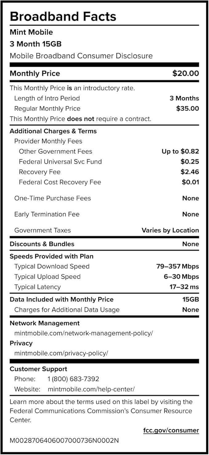 $20/mo. Mint Mobile Phone Plan with 15GB of 5G-4G LTE Data + Unlimited Talk & Text for 3 Months