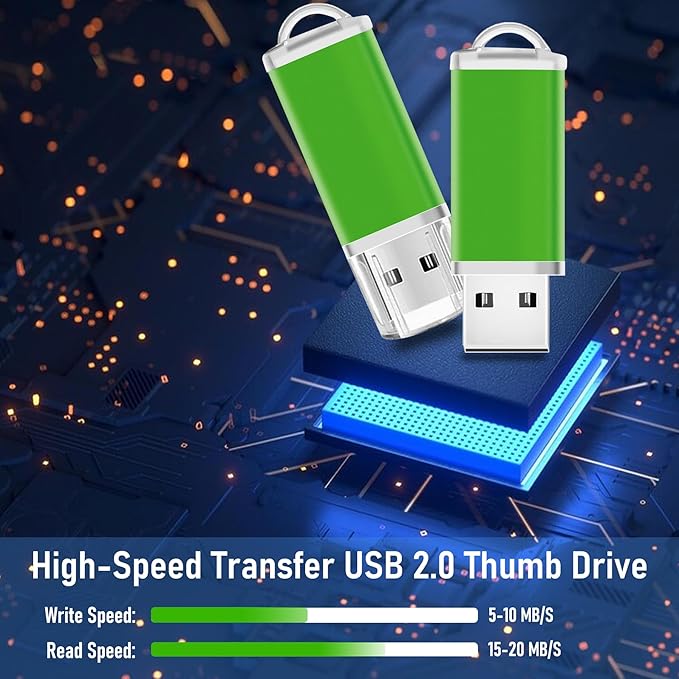 50 Pack 2GB Flash Drives Pack Bulk USB 2.0 Thumb Drive 2GB Flash Drive Memory Stick Jump USB Drives Bulk, Green