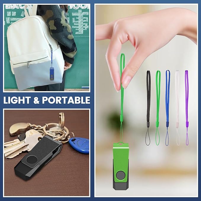 AGECASH USB Drive 2GB USB Flash Drive 10 Pack, Bulk USB 2.0 Thumb Drive Swivel Pendrive USB Memory Stick Jump Drive with 10PCS Lanyard & Lable, Multipack Zip Drive USB Key for Back to School Supplies