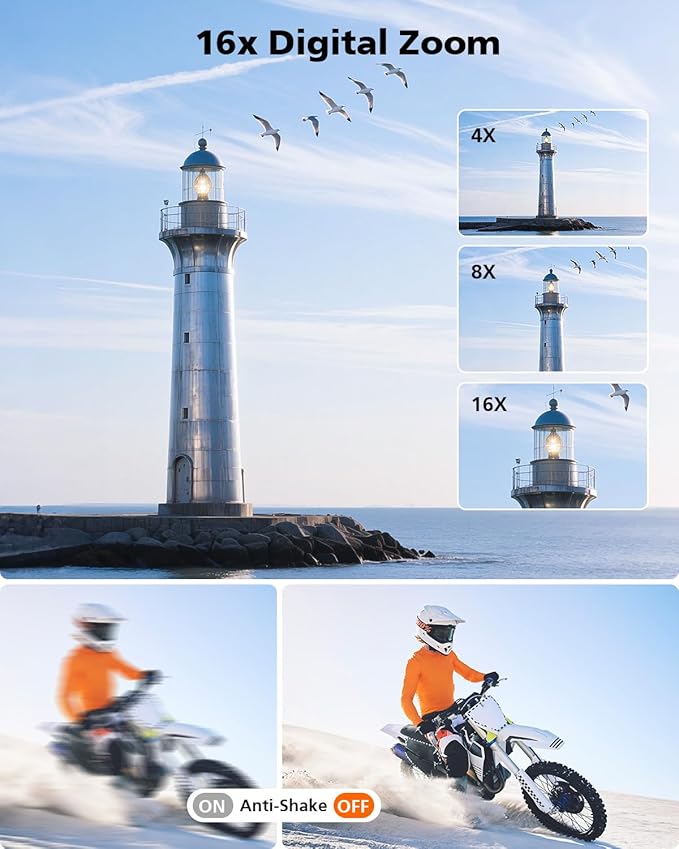 4K Digital Camera, 64MP Autofocus Vlogging Camera with Front Rear Lens, 32GB Card, Flash, 16X Zoom, Anti-Shake, Point Shoot Camera for YouTube Travel Teens Adult Beginner Photography(Pink)