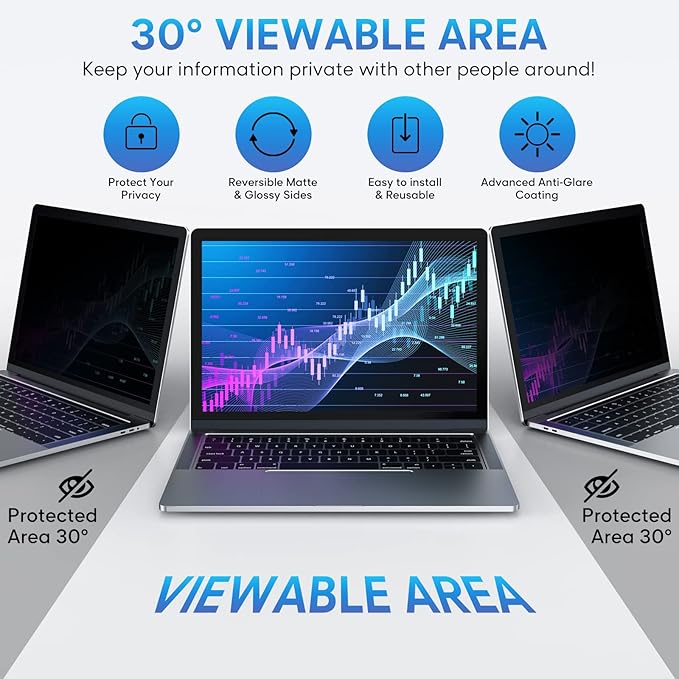 Yamaya 14 Inch Laptop Privacy Screen, Removable 16:9 Aspect Privacy Filter Screen Protector, Anti Peeping