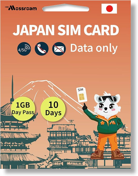 Japan SIM Card – Prepaid Data Plans | 1GB Daily,10 Days | High-Speed 4/5G LTE | No Daily Restrictions | Perfect for Tourists & Business Travelers