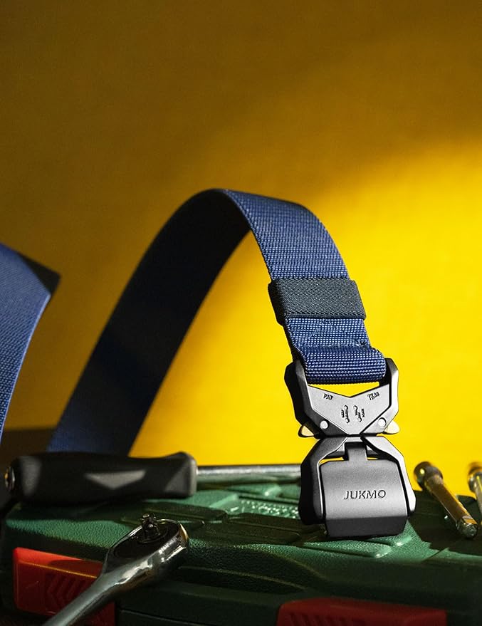 JUKMO Tactical Belt, Military Hiking Rigger 1.5" Nylon Web Work Belt with Heavy Duty Quick Release Buckle