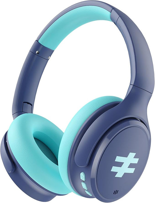 seenda Kids Wireless Active Noise Cancelling Headphones, 60H Playtime, Safe Volume (74/85/94dB), Bluetooth 5.4, Type-C Foldable Headphones with Mic for School, iPad, Airplane, Travel, Blue
