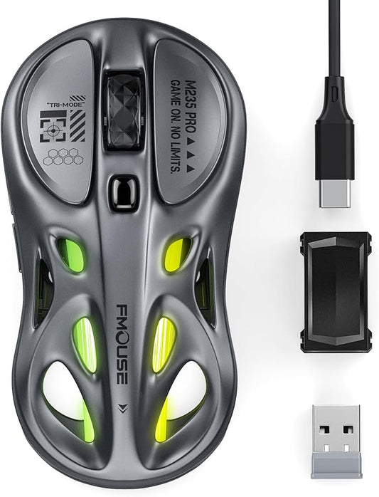 Wireless Gaming Mouse, Tri-Mode 2.4G/USB-C/Bluetooth Mouse, 800-4800 DPI, Ergonomic Optical Mouse Gamer, RGB & 6 Programmable Buttons, 65g, Rechargeable, for PC/Mac/Laptop