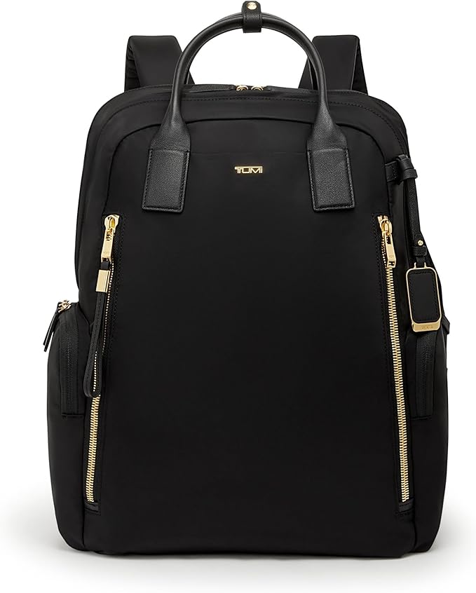 TUMI - Voyageur Atlanta Backpack - Travel Backpack for Women - For Business, Commute - Holds Up to 17" Laptop - Black & Gold Hardware
