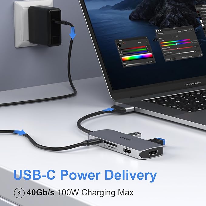 Docking Station for MacBook Pro Air, Mac Docking Station Dual Monitor, MacBook Pro/Air Dock with Dual HDMI(4K @60Hz), 3 USB3.0,SD TF Card Reader and 100W PD MacBook USB C Hub