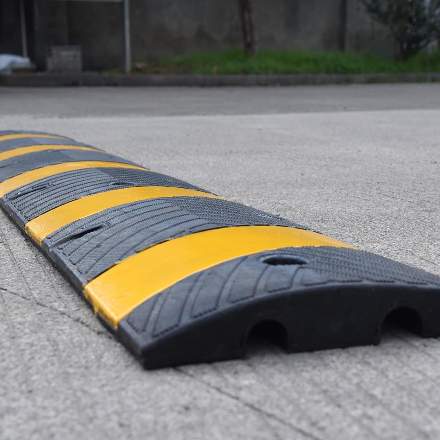 Orangestar 6Ft Rubber Speed Bump, 2 Channel Speed Hump w/4 Bolts for Asphalt Concrete Driveway Gravel
