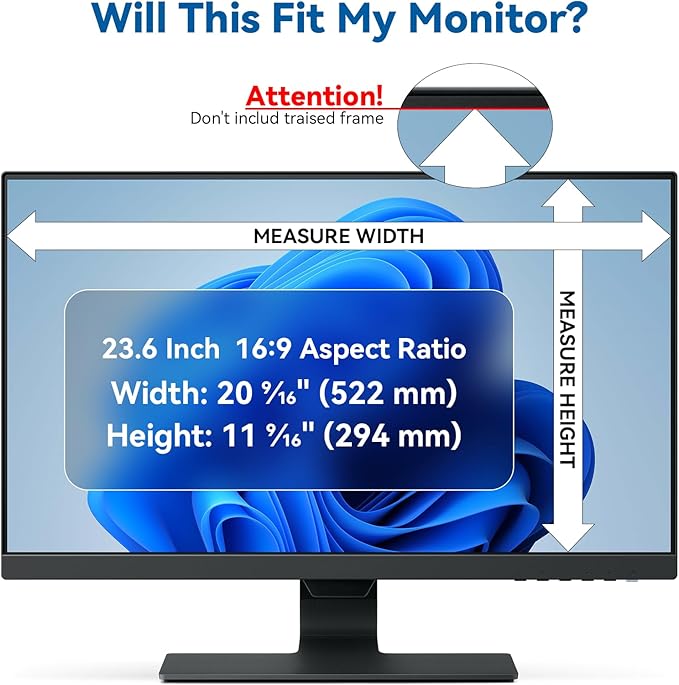 IPROKKO [2-Pack] 23.6 Inch Computer Privacy Screen Filter for 16:9 Widescreen Monitor, Removable 23.6in Anti Blue Light Glare Privacy Shield, Anti Spy Security Protector for Hp Dell Asus Acer Samsung