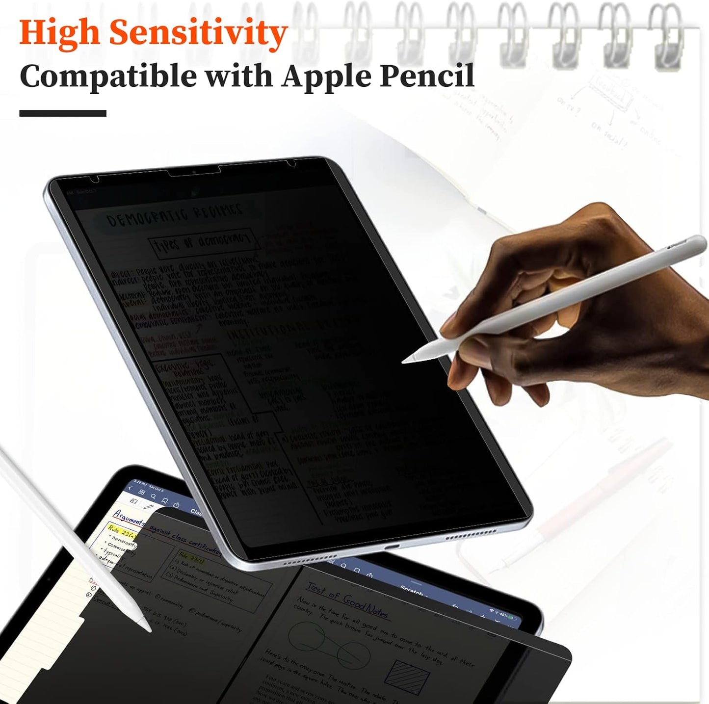 360° Magnetic Privacy Screen Protector for iPad 10.2" 9th/8th/7th Gen (2021 2020 2019), Anti Glare iPad 10.2 inch Privacy Filter, High Sensitive Bubble Free