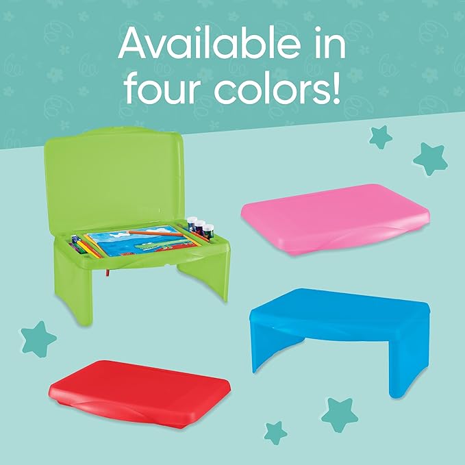 HearthSong Foldable Lap Desk for Kids with Storage - Ideal Floor Desk for Drawing, Studying, Portable Folding Travel Lap Table, Versatile Bed Desk & Lap Tray, Blue