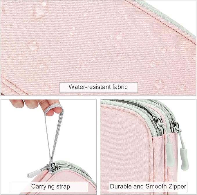 FYY Electronic Organizer, Large Travel Cable Organizer Bag Pouch Electronic Accessories Carry Case Portable Waterproof Double Layers All-in-One Storage Bag for Cable, Cord, Charger, Phone, Light Pink