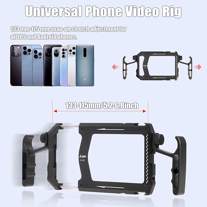 Foto4easy Universal Smartphone Video Rig,Aluminum Phone Video Stabilizer with Dual Handle Kit for iPhone for Samsung for Pixel and Other Android Phones