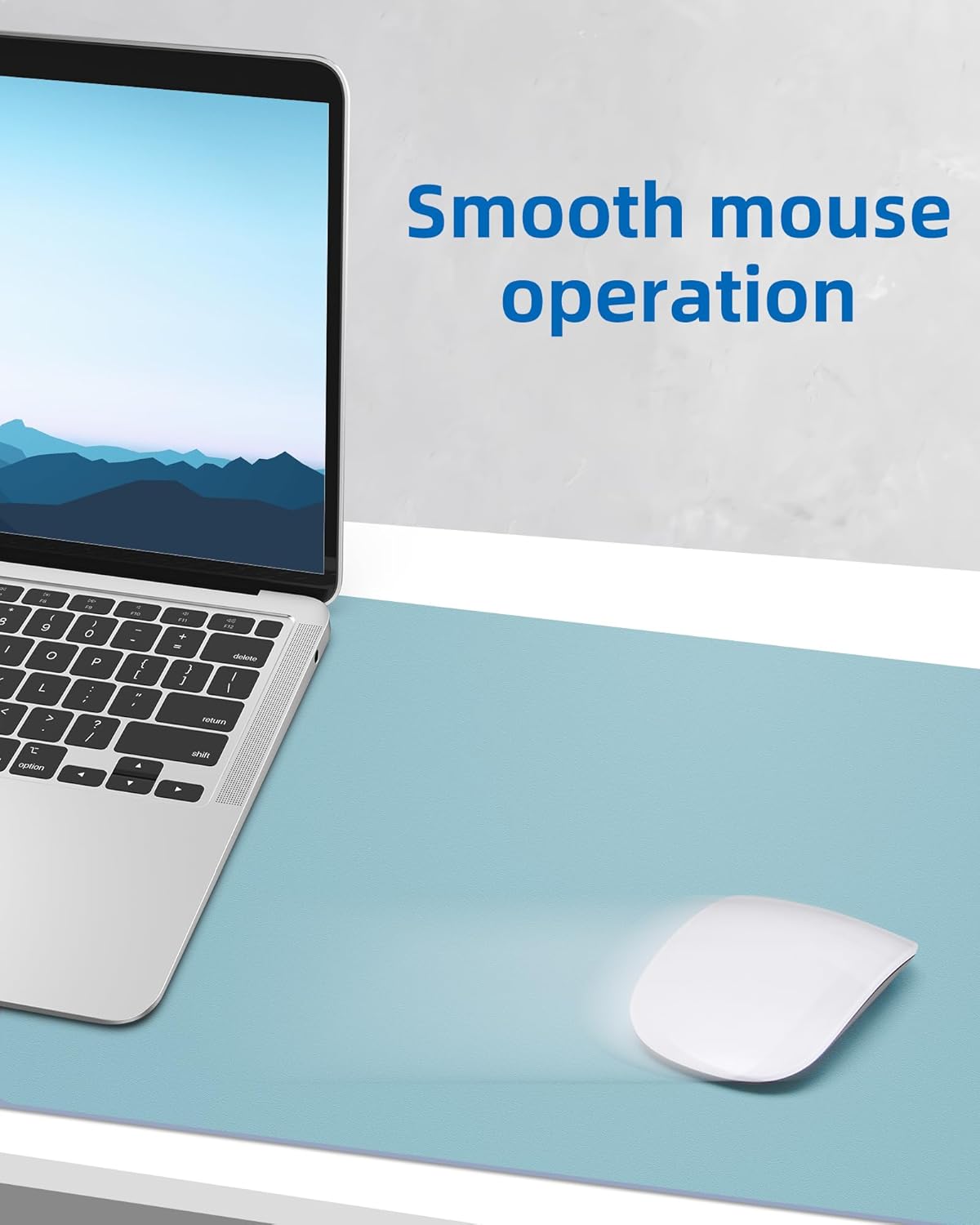 Leather Desk Pad Protector,Mouse Pad,Office Desk Mat, Non-Slip PU Leather Desk Blotter,Large Desk mat,Waterproof Keyboard mat for Office/Home/Decor (Light Blue,55" x 17")