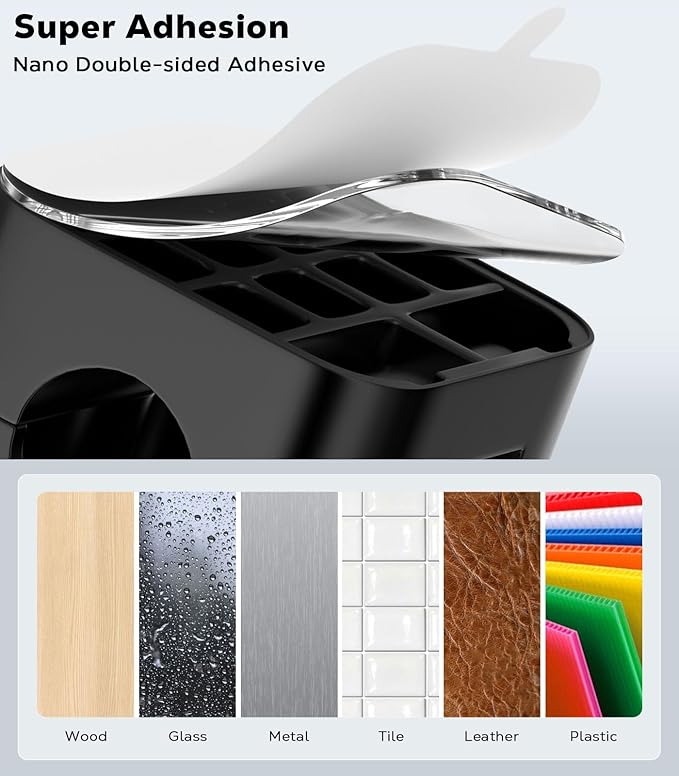 MoKo 8 Pack Magnetic Cable Clips, Desk Cord Organizer, Adhesive Cord Holder, Cable Management Wire Holder Keeper for Nightstand Desk Kitchen Office Car Wall Glass, Black