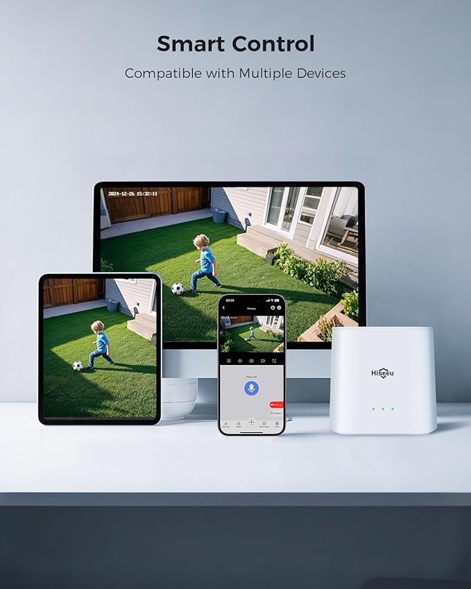 Hiseeu Security Cameras Wireless Outdoor, WiFi Pro 5G/2.4G Cameras for Home Security, Solar Powered, Motion Detection, 2-Way Talk, Color Night Vision, Compatible with Alexa, 64G SD Card Storage