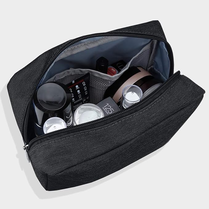 E-Tree Makeup Bag, Big Travel Make up Pouch, Zipper Large Cosmetic Brush Skin Care Case, Toiletry Bags for Traveling Women Man,Tech Electronic Organizer,Small Canvas Storage for Personal Items,Black