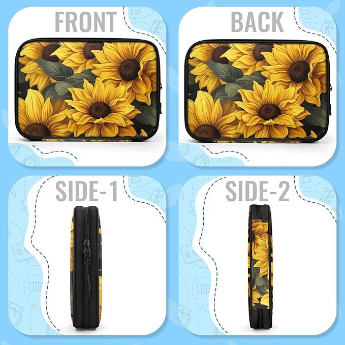 Sunflowers Electronics Travel Organizer Case, Tech Accessories Cable Storage Bag for Cords, Charger, Phone, Hard Drive
