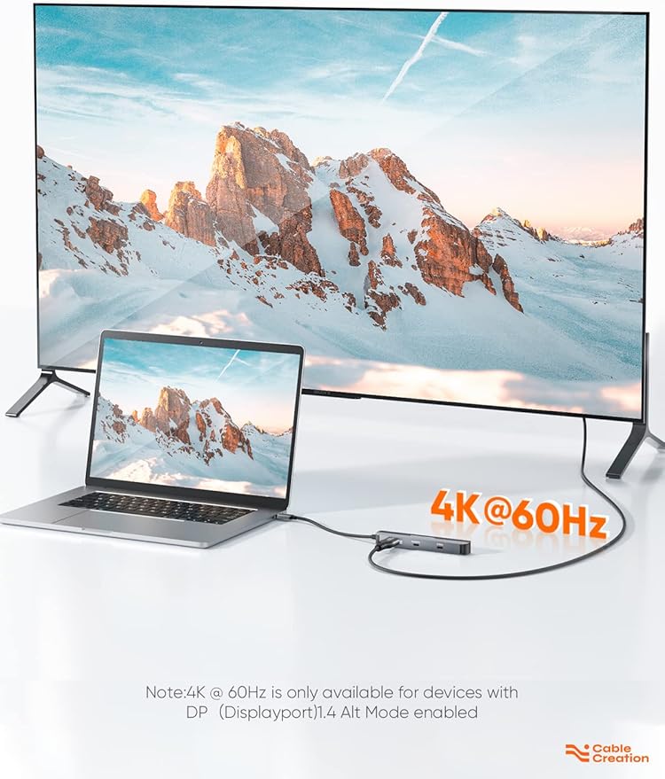 CableCreation 7-in-1 USB-C Hub with 4K 60Hz HDMI, 100W PD, 2 USB 3.0 5Gbps Data Ports, SD/TF Card Slots for Steam Deck, MacBook Pro/Air, iPad Pro, Pixelbook, XPS