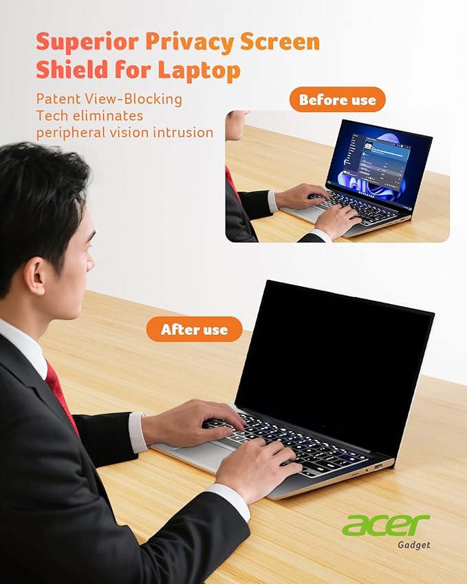 acer 2-Pack Laptop Privacy Screen - for Laptop 14 Inch 16:9, Magnetic & Removable Privacy Filter Shield, Anti-Glare Screen Protector, Dual-sided Monitor Shield, For HP, Dell and Other Major Brands
