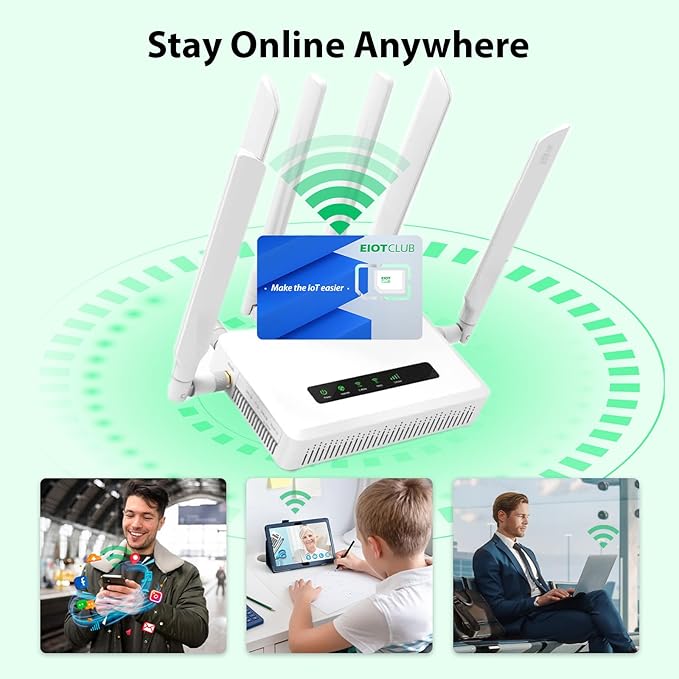 (2 Pack) EIOTCLUB Prepaid Data SIM Card, 5G/4G LTE Nationwide Coverage, Compatible with AT&T Network | Data Only SIM Card for Routers, Portable WiFi Hotspots, Tablets & Unlocked Phones, No Contract