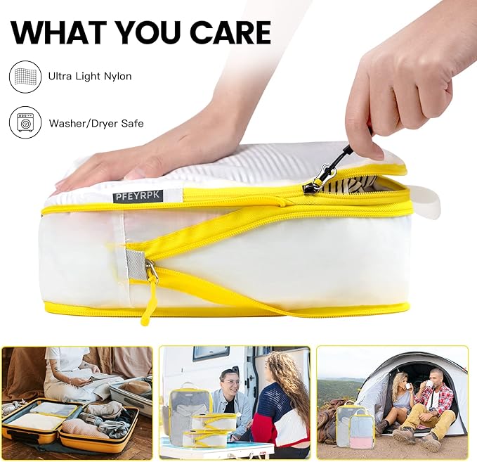 Lightweight Compression Packing Cubes for Suitcases, Compressible Expandable Travel Packing Organizer with Clear Toiletries and Backpack Bag, Travel Essentials for Carry on Luggage 7 Set