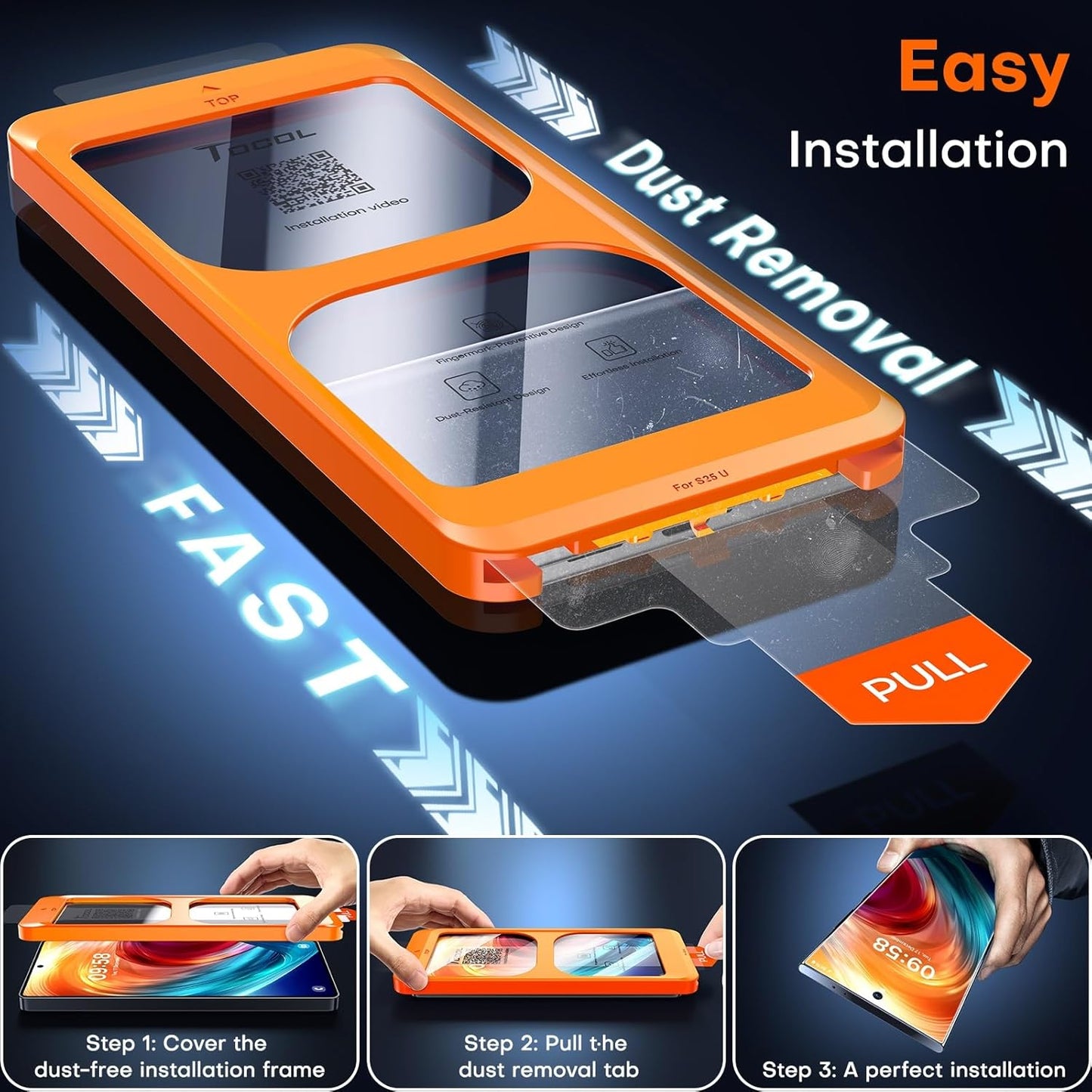 TOCOL for Samsung Galaxy S25 Ultra Screen Protector [9H Hardness] [Military Grade Shatterproof] HD Tempered Glass 2 Pack