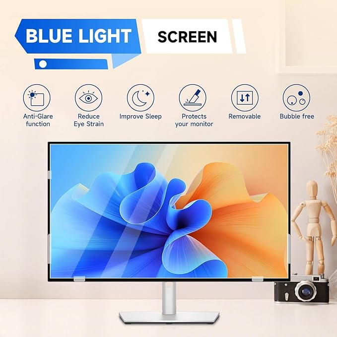 IPROKKO 【2 Pack】 27 inch Anti-Blue Light monitor Screen Protector for 16:9 Widescreen,Removable Anti Glare Blue Light Blocking Screen Filter，LED PC Anti-UV Eye Protection Filter Film