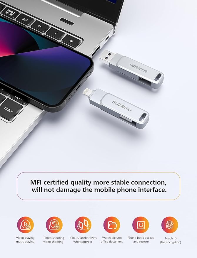MFi Certified 512GB Flash Drive Thumb Drives USB Memory Stick High Speed Jump Drive, Portable Photo Stick External Storage iPhone Flash Drive for iPhone/iPad/Android/PC