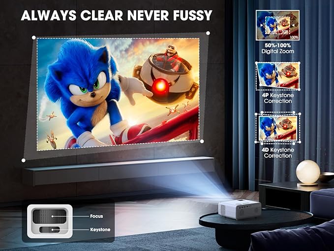 [Netflix Licensed/Dolby Audio] Smart Projector with WiFi and Bluetooth, VIZONY Native 1080P Projector with Apps Built in Netflix, Youtube, Hulu, Disney+, Portable Mini Projector for Indoor/Outdoor