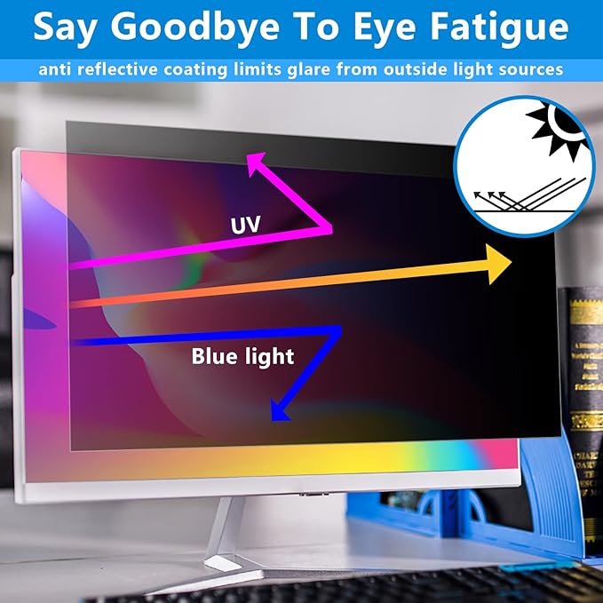 Computer Privacy Screen 22 inch, Removable 16:10 Aspect Ratio Widescreen Laptop Monitor,Eye Protection Anti Glare Blue Light Slide Mount Tabs Cover Screen Protector for Privacy Screen Filter 22 inch