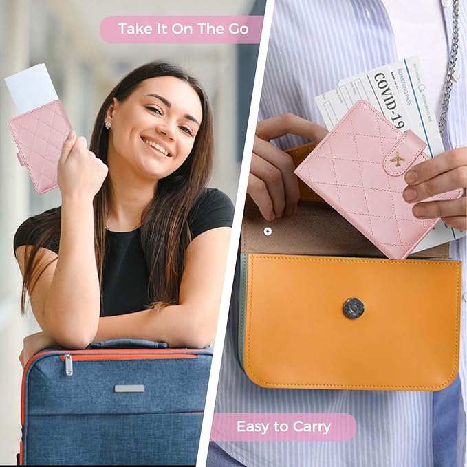 Melsbrinna Premium Leather Passport Holder Covers Case, Waterproof Rfid Blocking Travel Wallet Passport Holder with Pen Holder, Cute Passport Book for Women/Men