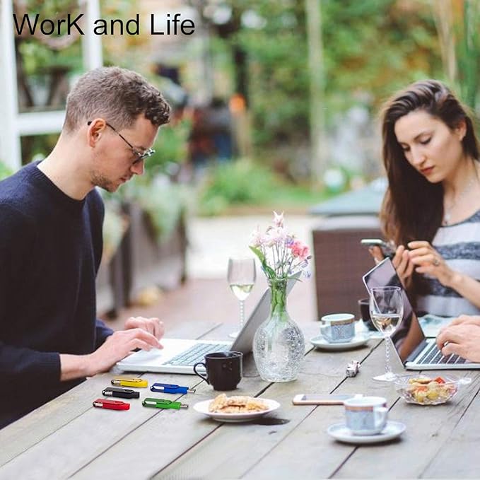 64GB USB Flash Drives, USB Stick, Thumb Drive Rotated Design, Memory Stick with LED Light for External Storage and Backup Data, Jump Drive, 3 Pack 64GB (3 Colors: Black Red Blue)