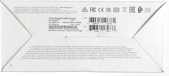 LaCie Rugged Raid Shuttle 8TB External Hard Drive Portable HDD - USB-C USB 3.0 Compatible, Drop Shock Dust Water Resistant, for Mac and PC Computer Desktop Laptop, 1 Mo Adobe CC (STHT8000800)