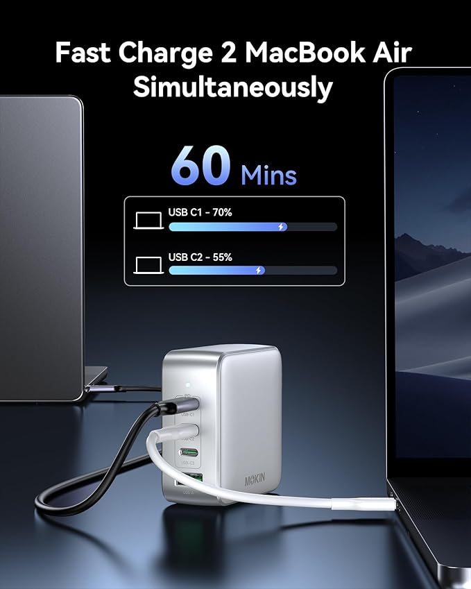 GaN USB C Charger 100W, 4 Port PD3.1 Laptop Charger Block Foldable Compact PPS Fast Power Adapter for MacBook Pro/Air, iPad Pro, iPhone 17/16 Series, Galaxy S25/S24, Pixel 10/9, Steam Deck, and More