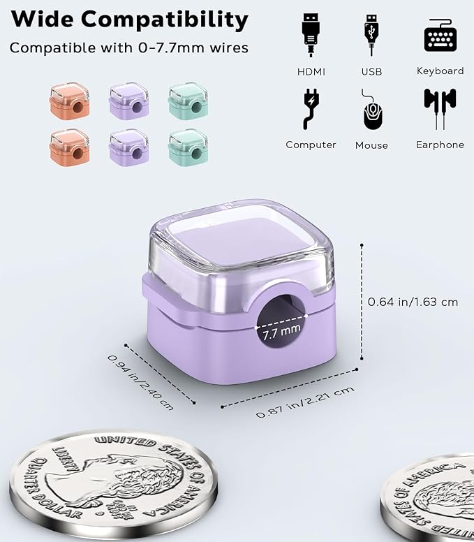 MoKo 6 Pack Magnetic Cable Clips, Under Desk Cable Management, Adhesive Magnetic Cord Holder, Magnetic Cord Organizer Wire Holder Keeper Organizer for Nightstand Desk Office Car Wall Glass,Org+Ppl+Blu