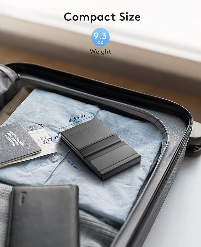 Samsers Foldable Bluetooth Keyboard with Numeric Keypad, Full-Size Wireless Folding Keyboards with PU Leather, Portable Travel for iOS Android Windows Mac OS, Support 3 Device(BT5.1 x 3)-Black