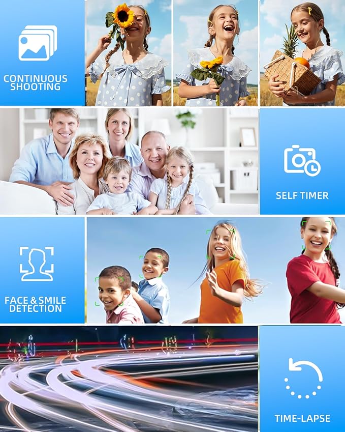 4K Digital Camera for Photography, Autofocus 64MP Vlogging Camera, 32GB TF Card, 2.8'' LED Screen, 18X Zoom, Anti-Shake, Portable YouTube Point and Shoot Digital Cameras for Kids Teens Adult Beginner