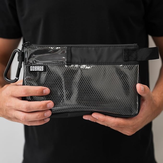 GOBAGS Production Zipper Bags - Electronics & Camera Accessories Bag - Cable organizer, Gear Accessory Pouch, Travel Camera Essentials (Small, Black, 2 pack)