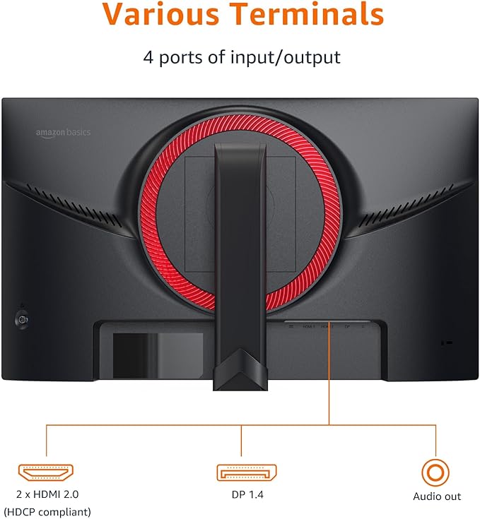Amazon Basics 24 inch Gaming Monitor, FHD 1080P, 165Hz, VESA Compatible, Adaptive sync, 1ms Response, Black