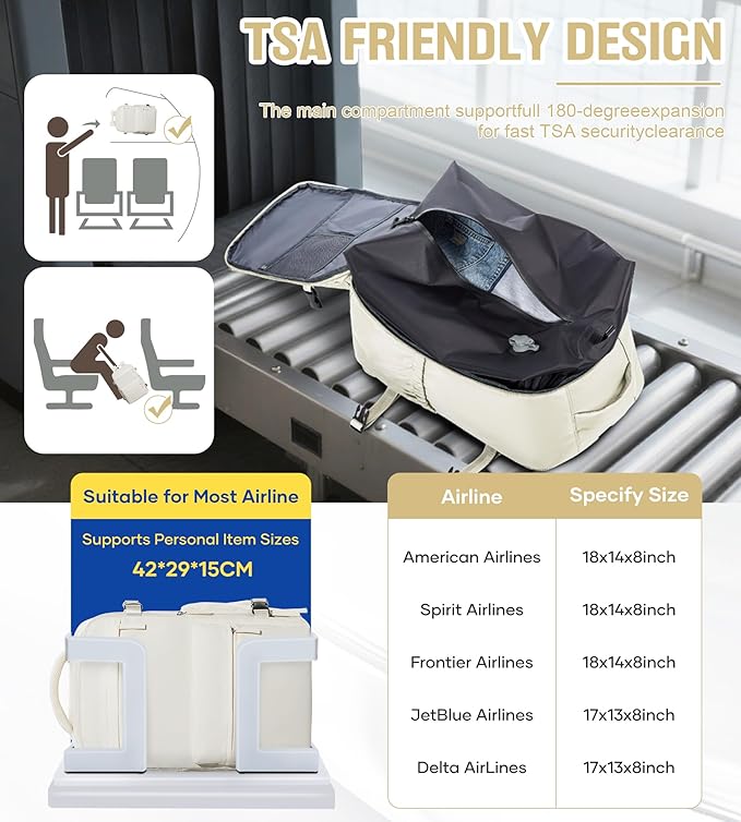 Vacuum Travel Backpack with Pump for Women, Personal Item Carry on Vacpack Backpacks Flight Approved 18x14x8 inches for Men,Laptop Waterproof Work Compression bags Casual Daypack,Beige