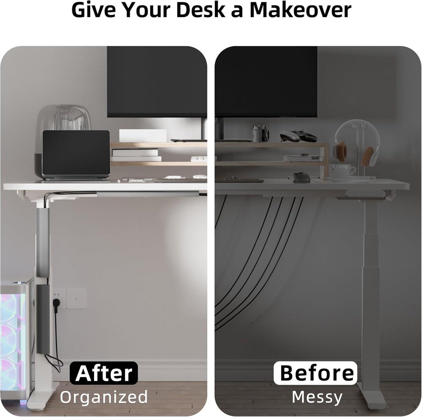 YECAYE 94.2 in Cable Management Under Desk,Easy Install Adhesive Mount Cord Hider,Cord Organizer,Wire Management,Wire Hider for Office Organization,Child & Pet Proof,Grey